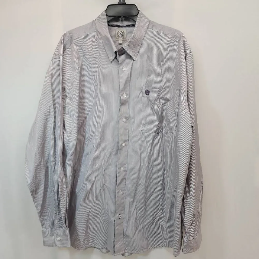 Cinch Men's Size Large Button-Down Long-Sleeve Striped Collard Western Country P
